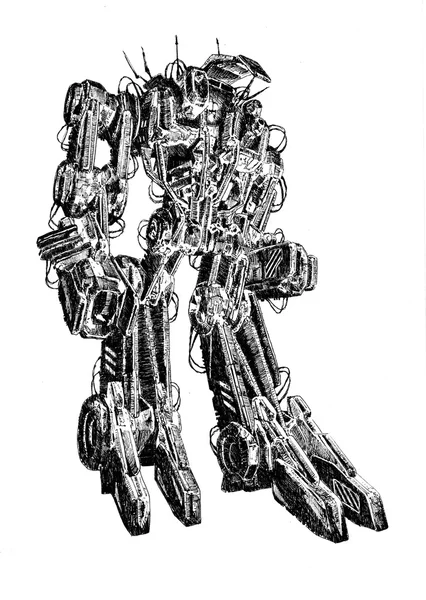 Rajzos cyborg rajz illusztráció — Stock Fotó