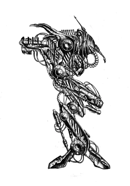Arte estilo cyborg dibujo ilustración — Foto de Stock