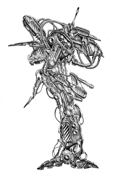 Sanat stil cyborg çizim şekil — Stok fotoğraf