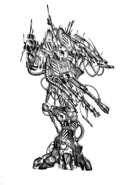 Kunst Stil Cyborg Zeichnung Illustration — Stockfoto