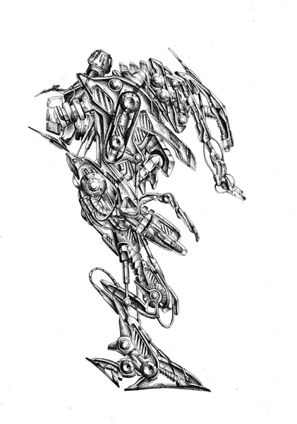 Art stijl cyborg tekening illustratie — Stockfoto