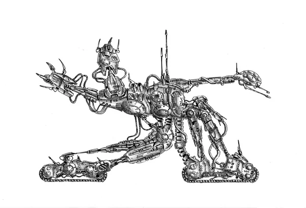 Τέχνη στυλ cyborg σχεδίασης εικονογράφηση — Φωτογραφία Αρχείου
