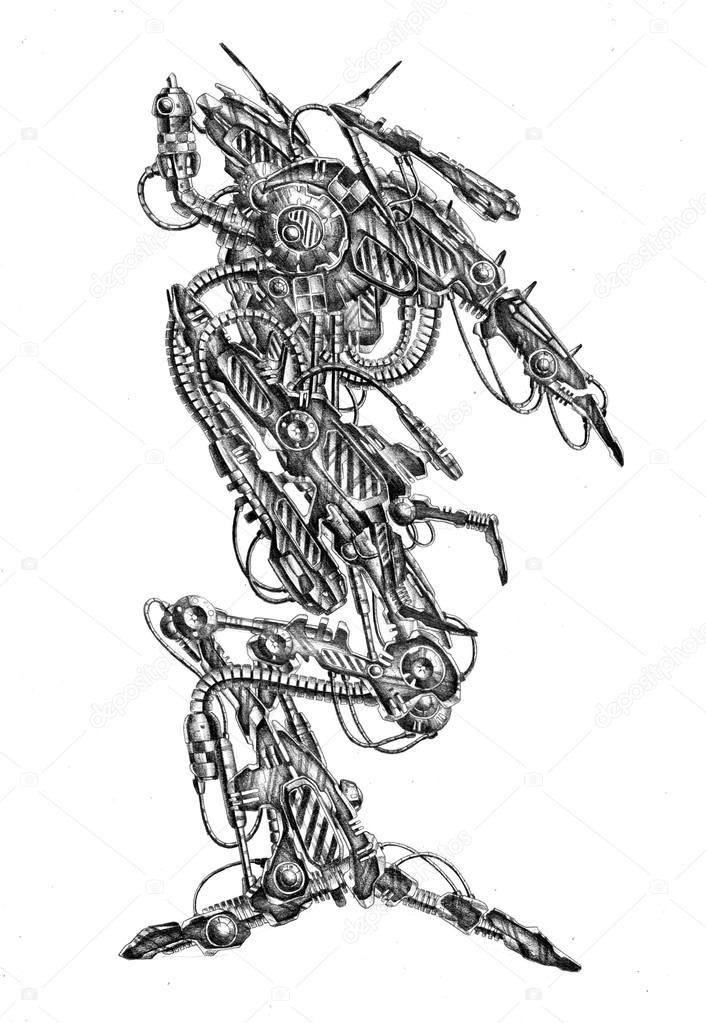 Art style cyborg drawing illustration
