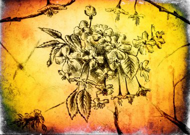 Sanat illüstrasyonu çiçekli klasik arkaplan