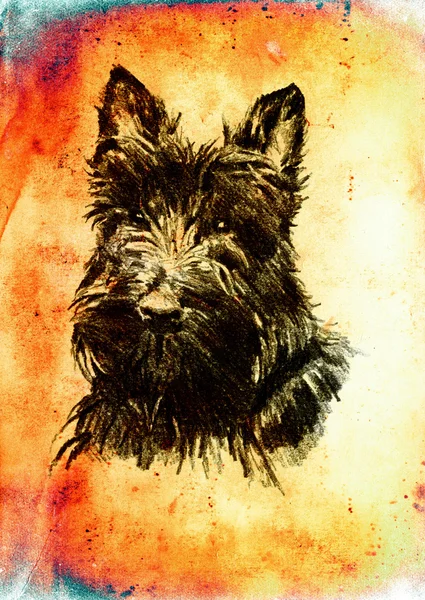 Divertente cane illustrazione d'arte su sfondo vintage — Foto Stock