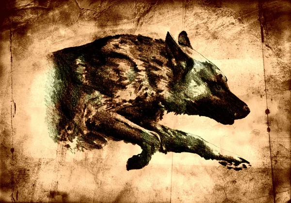 Смішна ілюстрація собачого мистецтва на вінтажному фоні — стокове фото