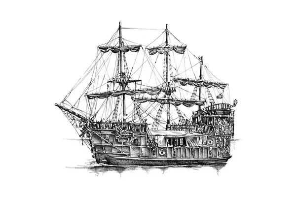 Ship on the sea or ocean art illustration — Stock Photo, Image