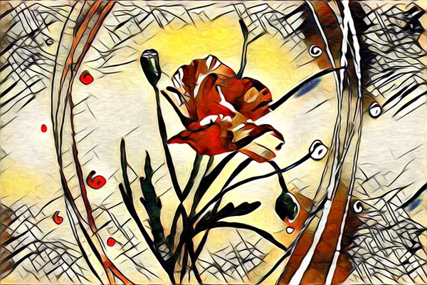 抽象花卉艺术插图 — 图库照片