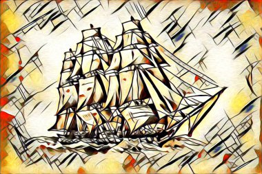 Eski gemi boyalı, petrol sanat illüstrasyon