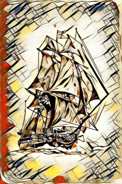 Eski gemi boyalı, petrol sanat illüstrasyon