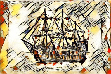 Eski gemi boyalı, petrol sanat illüstrasyon