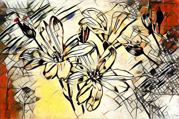 Flores abstractas óleo pintura - ilustración de arte — Foto de Stock