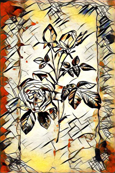Abstract flowers oils painting - art illustration