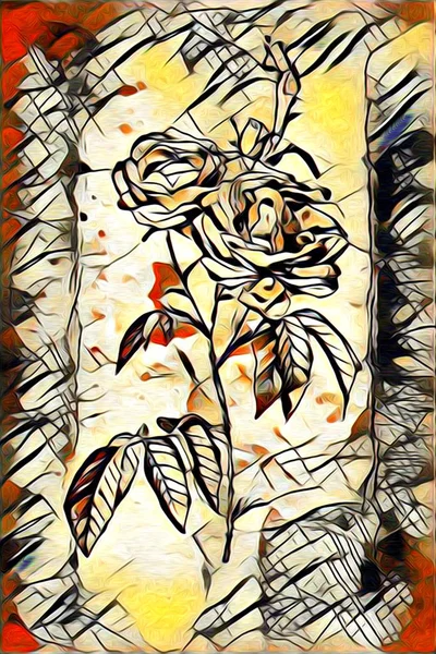 Flores abstractas óleo pintura - ilustración de arte — Foto de Stock