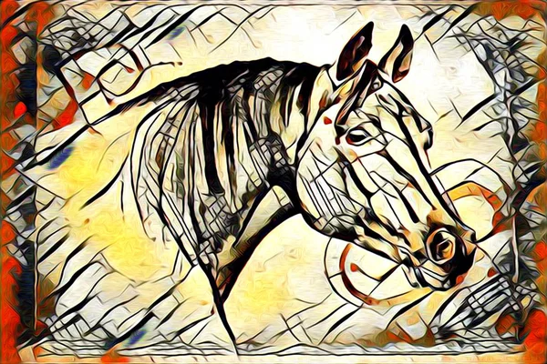 Αυθεντικός Πίνακας ζωγραφικής λάδι από μια λεπτή αραβικό άλογο — Φωτογραφία Αρχείου