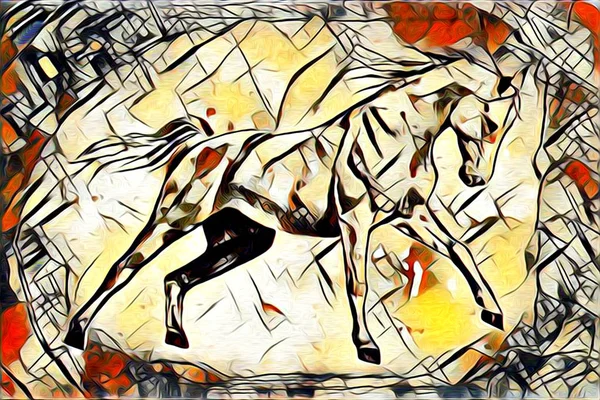 Pintura al óleo original de un caballo árabe fino —  Fotos de Stock