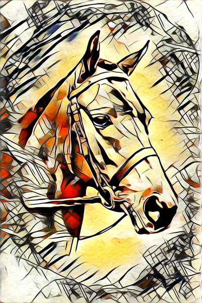 Pintura al óleo original de un caballo árabe fino — Foto de Stock