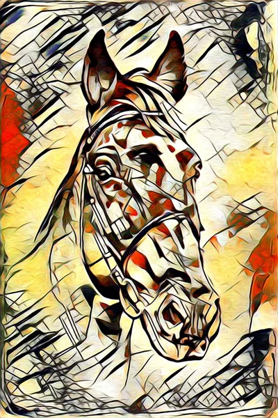 Peinture à l'huile originale d'un cheval arabe fin — Photo