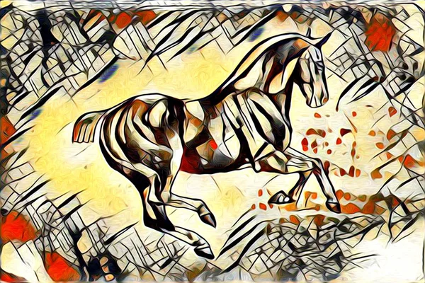 Pintura al óleo original de un caballo árabe fino — Foto de Stock