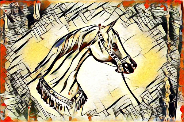 Peinture à l'huile originale d'un cheval arabe fin — Photo