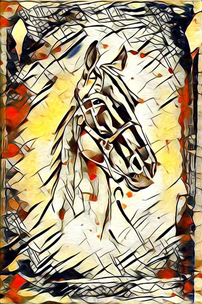 原创油画的一匹阿拉伯骏马 — 图库照片