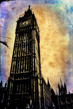 Londra Sanat vintage illüstrasyon