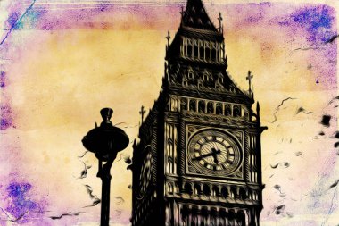 Londra Sanat vintage illüstrasyon