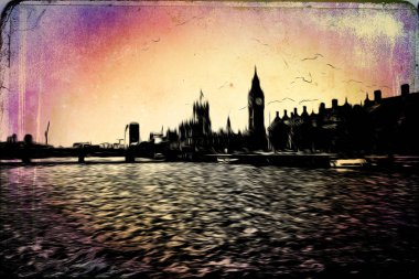 Londra Sanat vintage illüstrasyon