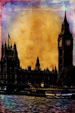 Londra Sanat vintage illüstrasyon