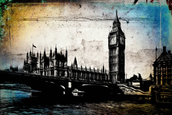Londen kunst vintage illustratie — Stockfoto