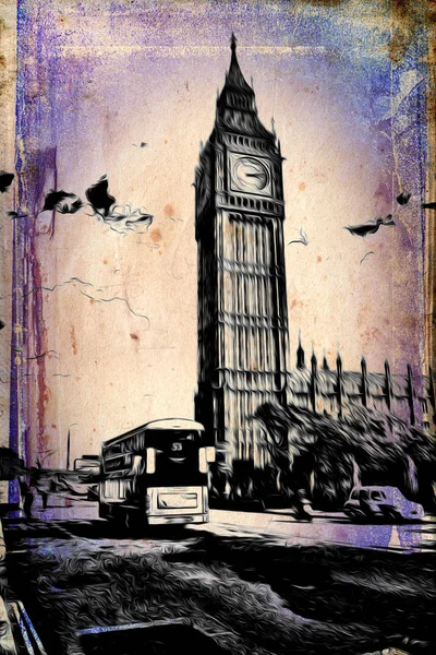 Londra arte vintage illustrazione — Foto Stock