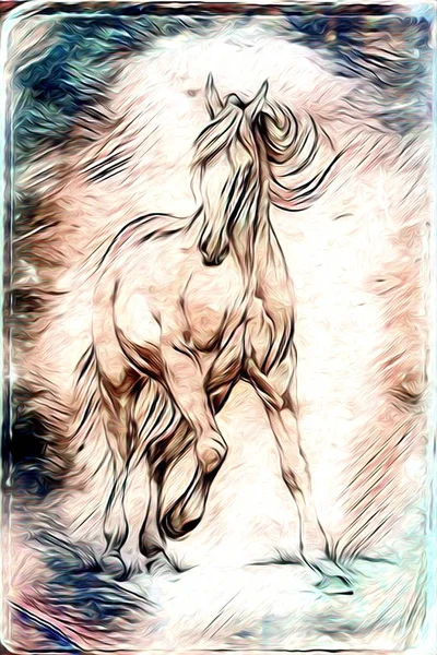 Freehand caballo ilustración pintura —  Fotos de Stock