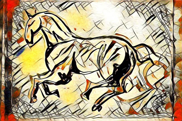 Ζωγραφική απεικόνιση ελεύθερο άλογο — Φωτογραφία Αρχείου
