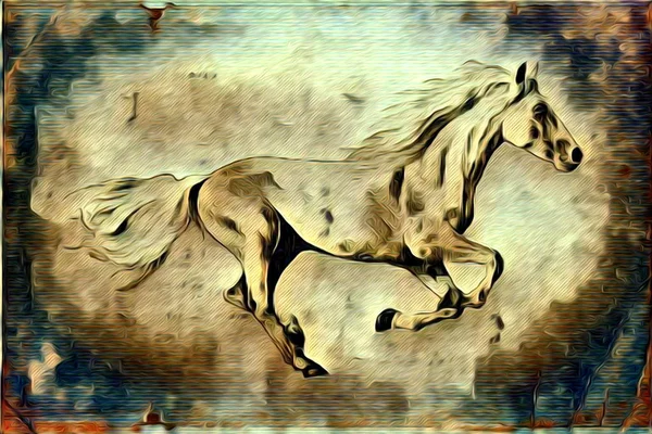Pintura ilustração cavalo mão livre — Fotografia de Stock