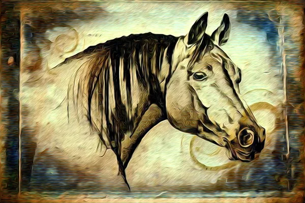 Malarstwo ilustracja koń odręczne — Zdjęcie stockowe