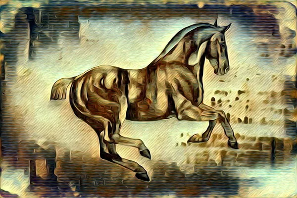 Freehand horse illustration painting — Stock Photo, Image