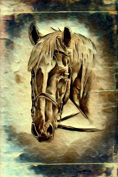 Ζωγραφική απεικόνιση ελεύθερο άλογο — Φωτογραφία Αρχείου