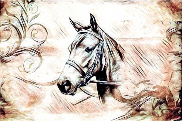 Freehand caballo ilustración pintura —  Fotos de Stock