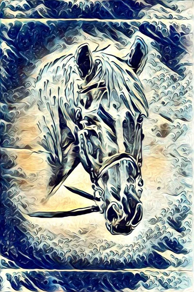 Freehand horse illustration painting