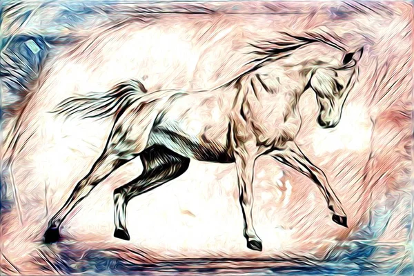 Malování obrázku od ruky koně — Stock fotografie