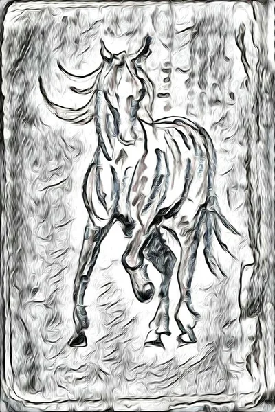 Freehand horse illustration painting — Stock Photo, Image