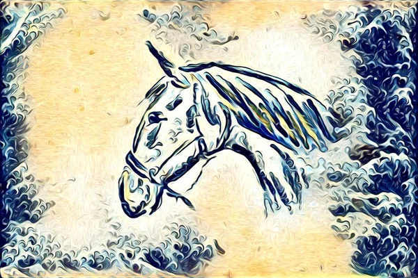 Freehand horse illustration painting — Stock Photo, Image