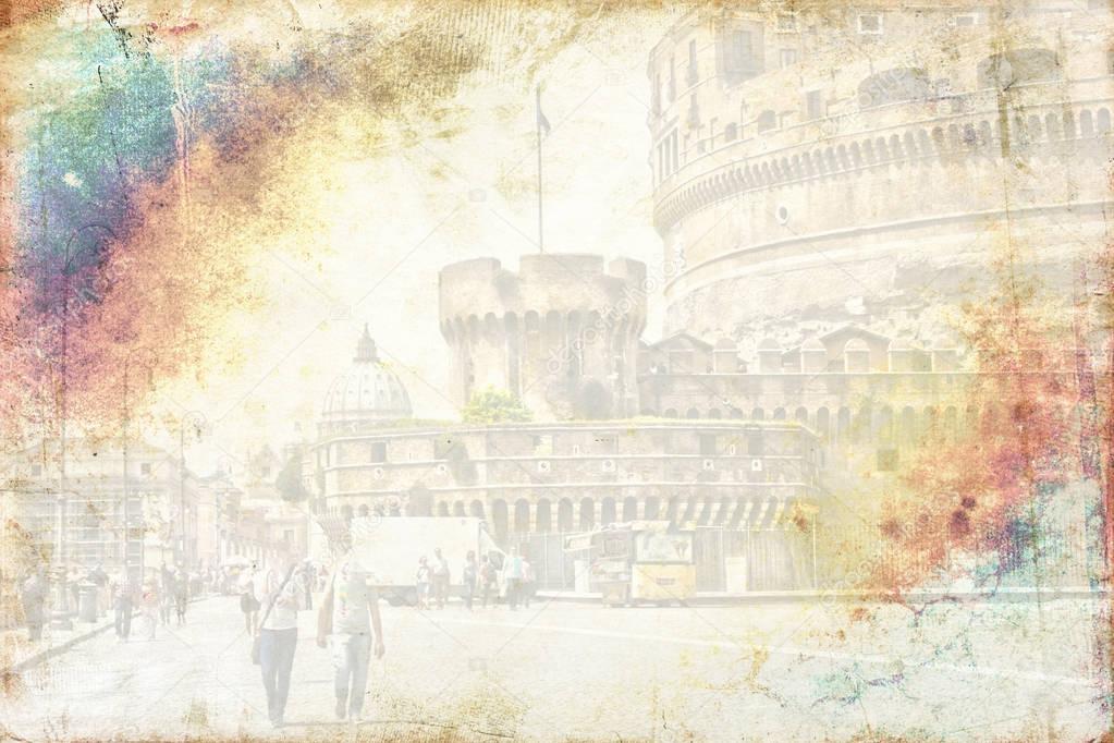 Rome Italy art illustration texture