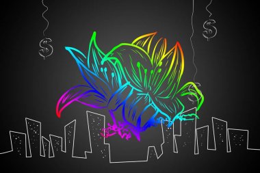 farklı arka plan üzerinde çiçek şekil