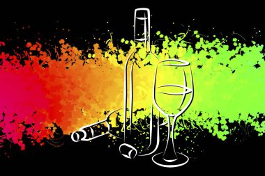 Yaratıcı bir arka plan üzerinde şarap sanat illüstrasyon