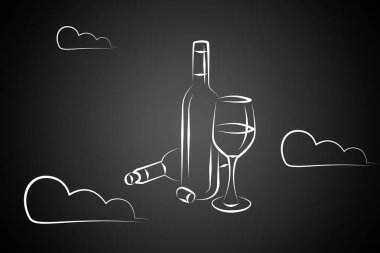 Yaratıcı bir arka plan üzerinde şarap sanat illüstrasyon