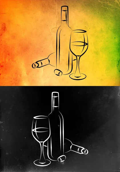 葡萄酒艺术插图的创作背景 — 图库照片