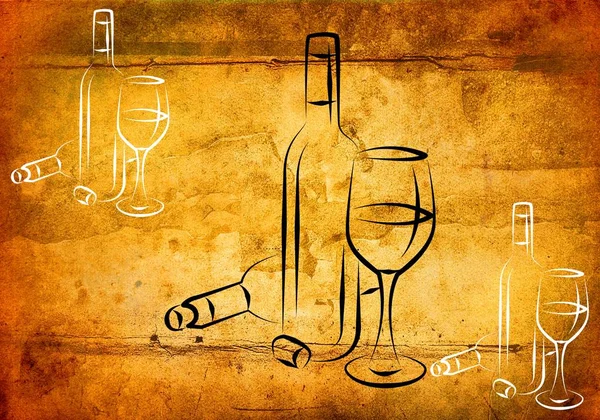 Weinkunst-Illustration auf kreativem Hintergrund — Stockfoto