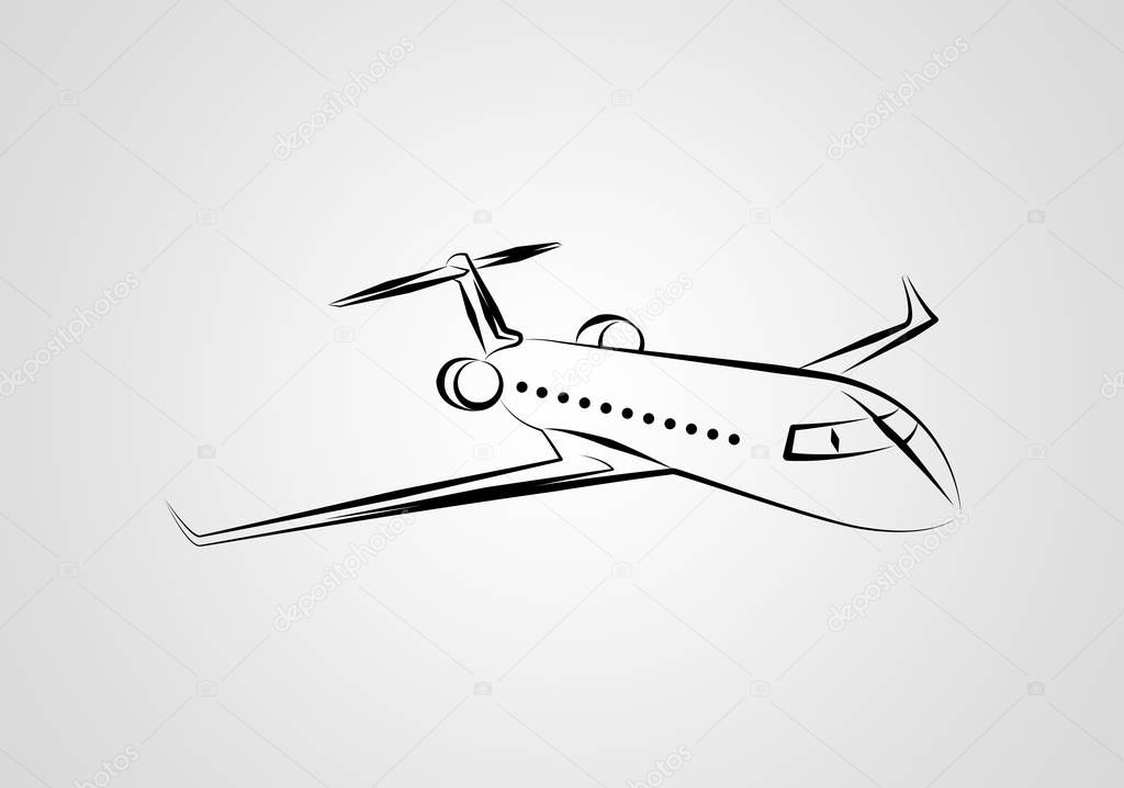 Business jet icon on a creative background