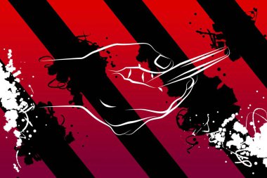 İş telefon el simgesi yaratıcı bir arka plan üzerinde